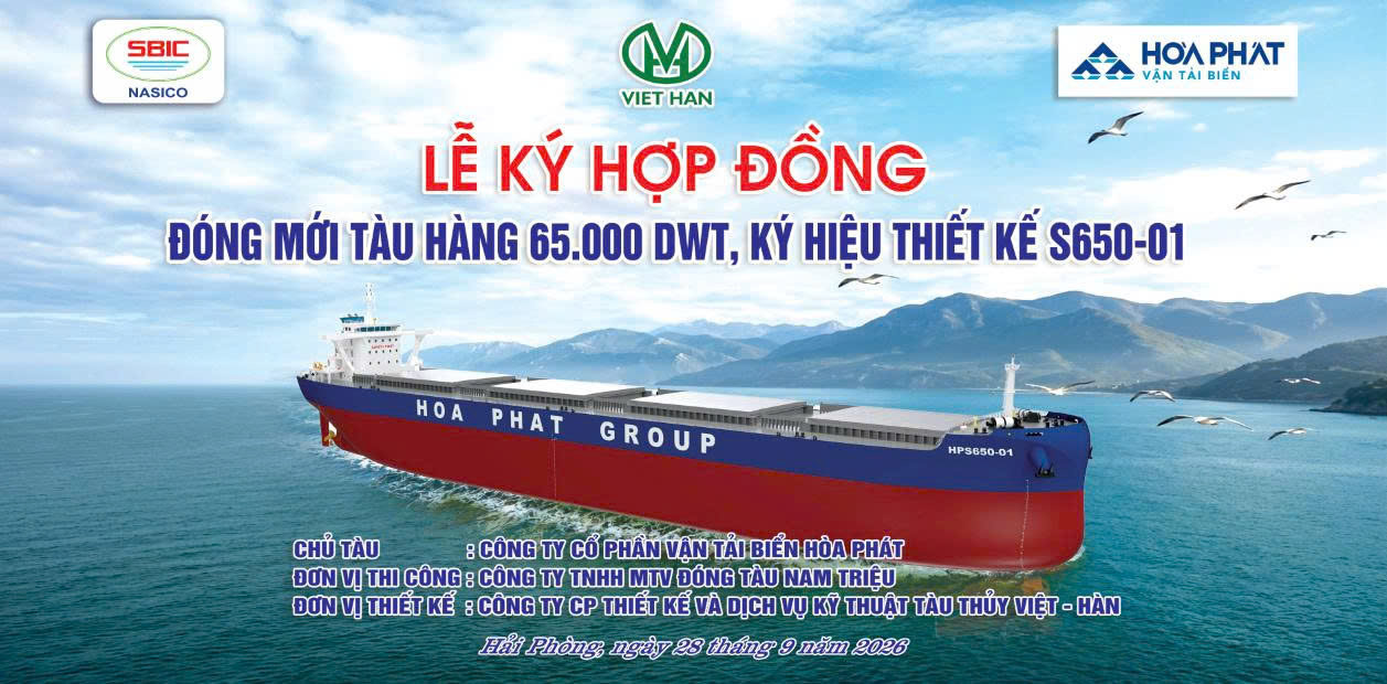 CÔNG TY ĐÓNG TÀU NAM TRIỆU: KÝ HỢP ĐỒNG ĐÓNG MỚI TÀU HÀNG 65.000 DWT S650-01: 