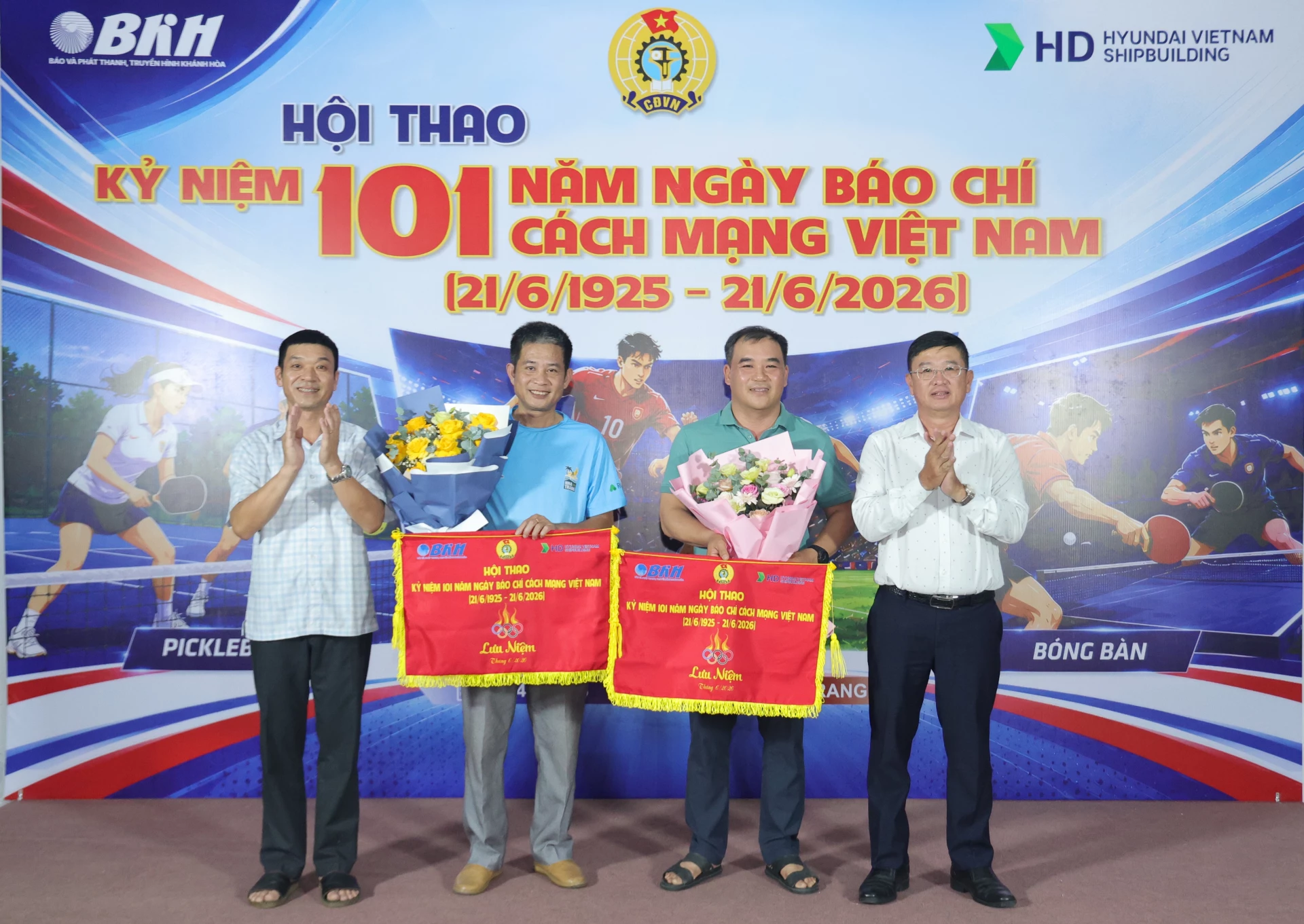 Công đoàn Báo và Phát thanh, Truyền hình Khánh Hòa và Công ty TNHH Đóng tàu HD Hyundai Việt Nam tổ chức hội thao chào mừng Ngày Báo chí cách mạng Việt Nam
